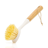 Brosses à vaisselle de cuisine avec manche en bambou, éponge à vaisselle avec grattoir intégré, brosse à récurer pour casseroles, poêles, évier et lavage de la vaisselle