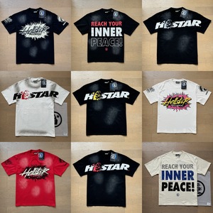 T-shirt en <span class=keywords><strong>coton</strong></span> peigné à manches courtes, coupe ample, grande taille, style streetwear américain, délavé et vieilli, avec imprimé lettres, pour le marché international - Product Image 3