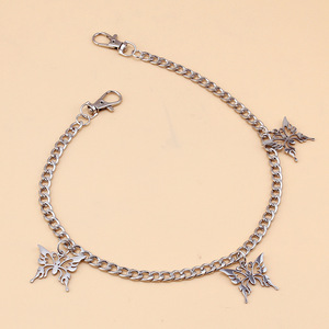 Cadena de cintura de mariposa de acero inoxidable unisex, cadena corporal estilo hip hop, cadena sencilla de una sola capa para uso diario, color blanco K - Product Image 2