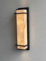 Applique murale LED extérieure étanche en marbre naturel, design moderne chinois, forme allongée, pour villa, pilier, portail, cour et façade