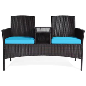 Canapé-banc <span class=keywords><strong>de</strong></span> <span class=keywords><strong>jardin</strong></span> moderne en rotin PE durable et confortable, imperméable, pour extérieur, hôtel, parc, cour, chambre - Product Image 4