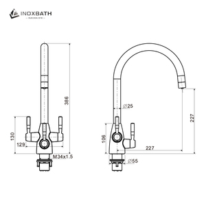 ก๊อกน้ำห้องครัวแบบ 3 หัวจ่ายน้ำเดี่ยว พร้อมตัวกรองน้ำ ผิวสัมผัสสีทองขัดเงา สแตนเลส 304 - Product Image 3