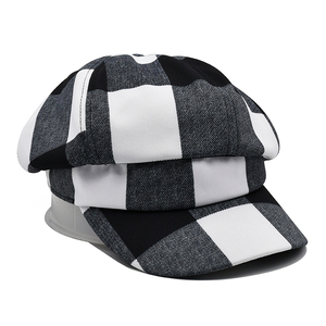 Créateur de mode français hommes dames décontracté béret casquette personnalisé à carreaux béret chapeau pour femmes - Product Image 3