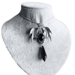 빈티지 고딕 바로크 루비 크리스탈 목걸이 박쥐 날개 디자인 피가로 나비 패턴 빅토리아 스타일 대체 패션 - Product Image 5