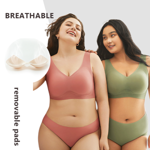 Soutien-gorge sans couture respirant pour femmes naked feeling Removable Pads No Steel Soft Bralette Full Coverage Bra for Fat Women - Product Image 2