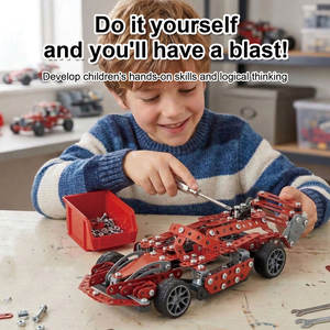 Kits de construction JUNRONG 287 pièces, jouets de construction STEM, <span class=keywords><strong>puzzle</strong></span> 3D en métal, modèle de voiture de course <span class=keywords><strong>F1</strong></span> pour garçons - Product Image 4