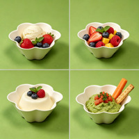 Composteerbare wegwerp schaaltjes van suikerrietbagasse, bloeivormig, klein, voor ijs, fruitsalade, dessert, voorgerecht, catering