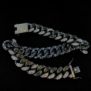 <span class=keywords><strong>Collar</strong></span> de cadena de eslabones cubanos, diamantes negros, estilo Hip Hop, 20MM - Product Image 4