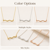 Collier pendentif barre ondulée personnalisé en acier inoxydable, chaîne à maillons géométriques pour femme