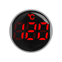 Termometer Digital, pengukur suhu Digital tampilan lampu Mini bulat 22mm DC 5 v-48 V 12V 24 V-20 ~ + 120 'c