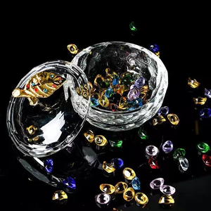 Boîte à bonbons en cristal diamant, vente en gros bol à sucre de stockage en verre plat à bonbons <span class=keywords><strong>avec</strong></span> dôme - Product Image 6