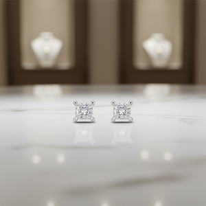 Pendientes de Diamantes Corte Princesa Tiffany & Co. 1.0 Ct Oro Blanco Certificado por GIA Estilo Clásico para Mujer - Product Image 2