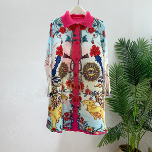 Vestido de manga plisado Miyake con estampado de longitud media, que estiliza y rejuvenece, para madre, nueva colección otoño 2026 - Product Image 4