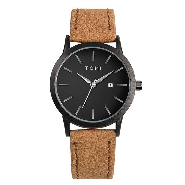 TOMI T071 Wholesale Men's Quartz Watch Auto Date Round Dial Design Leather Band Watches for Unisex Simple Fashion Business Watch