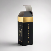 Boîte cosmétique noire de luxe avec logo personnalisé, estampage à chaud doré, certifiée FSC, emballage de beauté personnalisé pour les petites entreprises, en gros