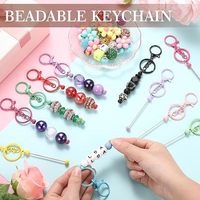 Porte-clés personnalisable avec logo, barre à perles, fermoir mousqueton pour bijoux DIY, artisanat, vente en gros, ODM