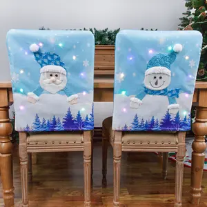 क्रिसमस चमकदार प्रबुद्ध सांता स्नोमैन कुर्सी कवर मल कवर क्रिसमस की सजावट क्रिसमस कुर्सी कवर