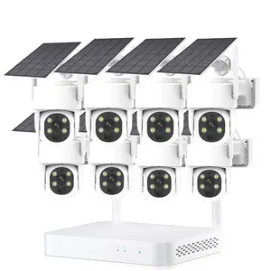 WifiソーラーPTZセキュリティカメラシステム4MP10CHNVRキット双方向オーディオワイヤレスCCTV IPカメラビデオ監視キット