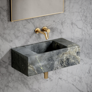 Lavabo Rettangolare Sospeso in Travertino Naturale di Lusso, Lavandino in Pietra Porosa, <span class=keywords><strong>Dimensioni</strong></span> Personalizzabili per Bagno - Product Image 3