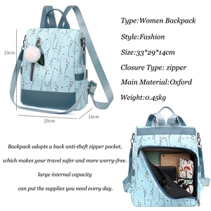 Mochila de poliéster <span class=keywords><strong>para</strong></span> chicas <span class=keywords><strong>adolescentes</strong></span>, morral escolar informal con estampado de flores - Product Image 3
