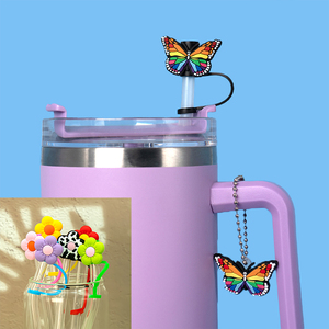 Llavero de Dibujos Animados, Adorno de Silicona para Pajitas de 8/10 mm, Personalizado, Rosa, con Diseño de Coche y Música, Regalo para Vasos de 40 oz, Muestra Gratuita, Desechable - Product Image 3