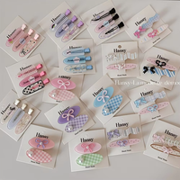 Set Jepit Rambut Gaya BELLEWORLD, Motif Kotak-kotak Lucu, Handmade, Pita Mutiara, Jepit Model Duckbill, Aksesoris Rambut Fashion untuk Anak Perempuan