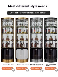 <span class=keywords><strong>Meuble</strong></span> de rangement à <span class=keywords><strong>vin</strong></span> moderne en acier inoxydable doré avec ouverture vitrée pour salon et salle à manger - Product Image 4