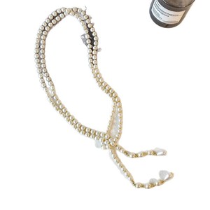Pearl Necklace Multi Layered Long Chain Water Drop Pendant For Women Everyday Wear Silver Gold Color Options 953 - Product Image 5
