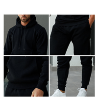 Hoodie Pria Custom Heavyweight 450Gsm Drop Shoulder Bahan Katun Oversized Boxy Fit Streetwear 2 Pieces Set Olahraga Sportswear