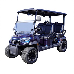 Electric <b>Golf</b> Cart 4 Wheels 24V Lithium Battery Double Motor 400W Modern Style Blue Roof Black Seats - Product Image 1