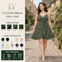 Robe Courte Décontractée en Mousseline de Soie à Volants et Col en V Profond à Motifs Floraux Personnalisée en Gros