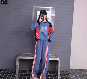 Conjunto de Top Pullover de Manga Longa em Patchwork + Calças Jeans com Cintura Elástica 2026 - Product Image 3