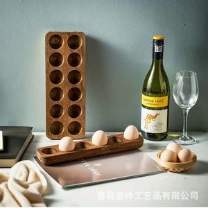 Sheng Hua Egg Storage Tray Wooden Divided Freshness Preservation Home <b>Kitchen</b> Refrigerator Use - Product Image 1