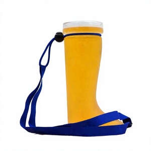 Gobelet de bière en plastique de 1 litre (1000 ml) avec couvercle, paille et sangle, idéal pour les événements, personnalisable avec logo, vente en gros - Product Image 1