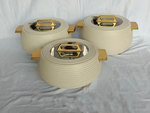 Ensemble <span class=keywords><strong>de</strong></span> casseroles isothermes <span class=keywords><strong>de</strong></span> luxe à texture côtelée horizontale 3L 4L 5L avec poignée <span class=keywords><strong>pont</strong></span> doré pour buffet d'hôtel - Product Image 3