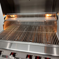 Barbecue à gaz encastrable pour jardins extérieurs, 4 brûleurs principaux, brûleur arrière, construction en acier inoxydable, sécurité anti-déchets d'oxygène