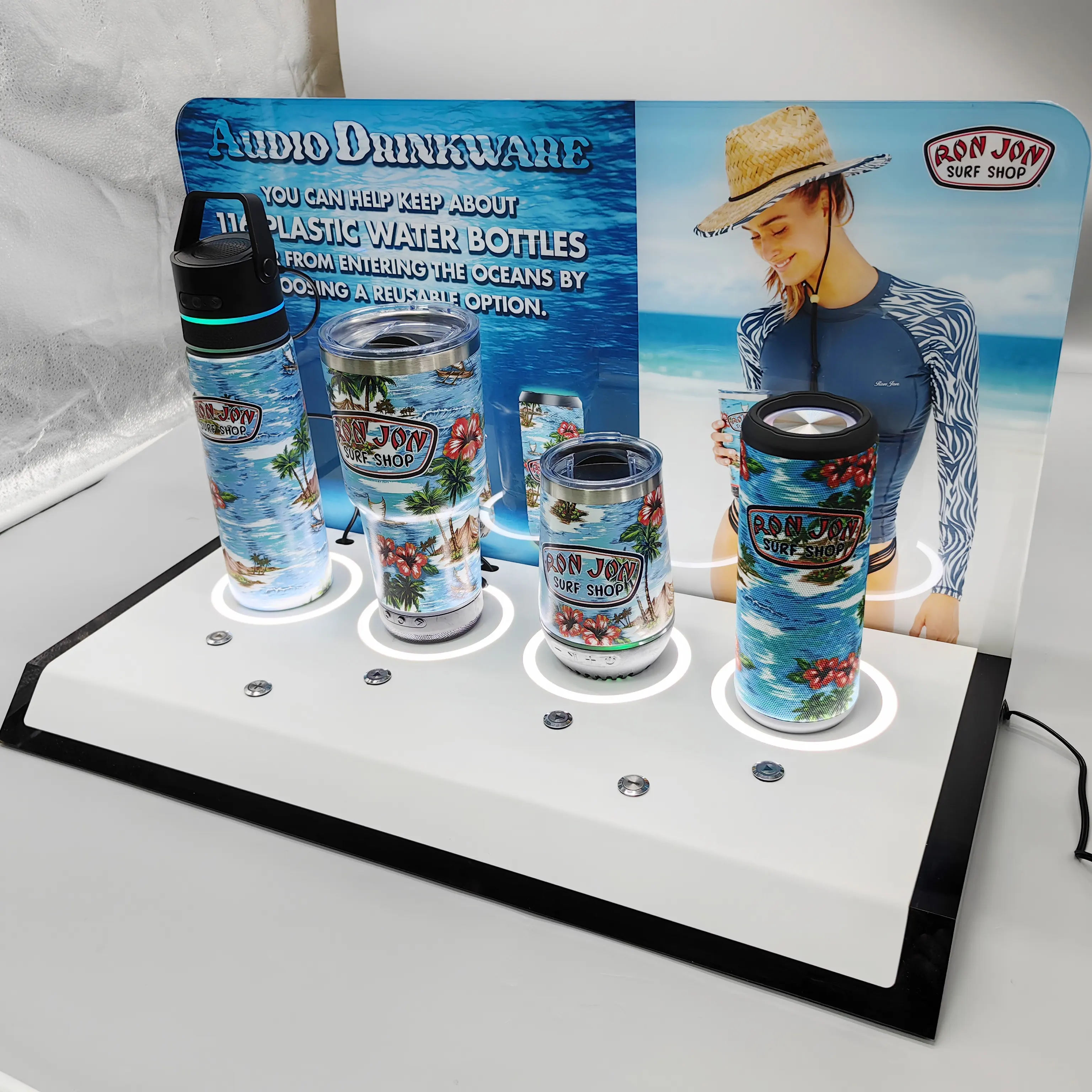 Ladentheke Werbung Smart Drink Ware Flasche Produkt Acryl Ausstellungs stand mit LED-Licht