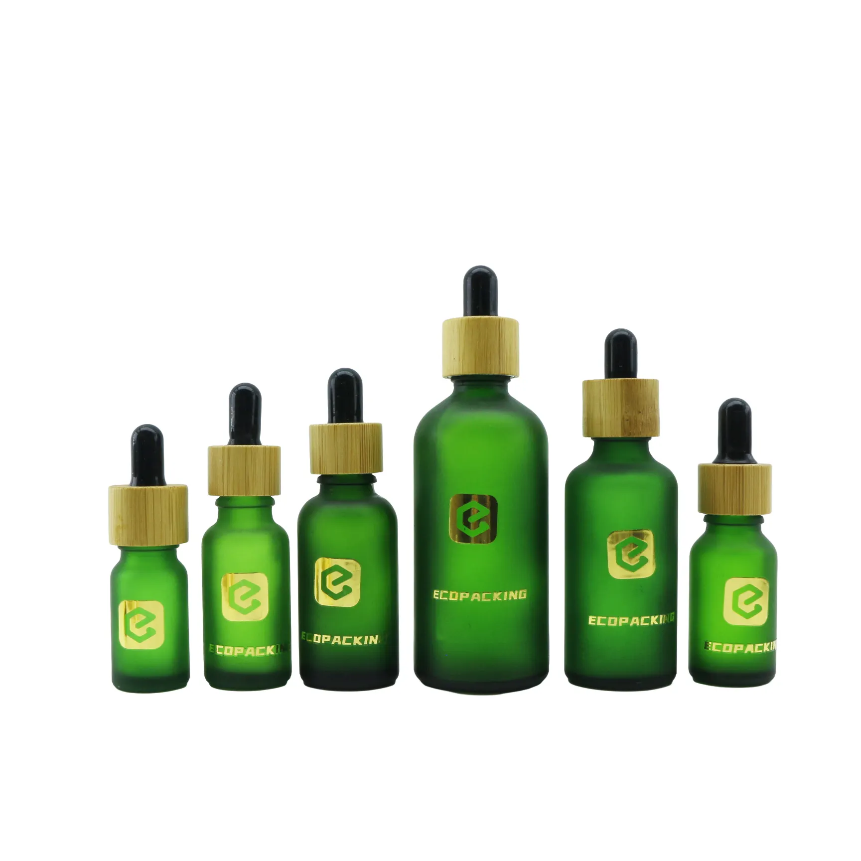 Lege 10Ml 15Ml 30Ml 50Ml 100Ml Mat Groen Glas Cosmetische Etherische Olie Druppelflesje Met Bamboe Deksel