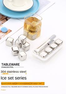 Juego de Cubos de Hielo Cuadrados de Acero Inoxidable Ecológicos al por Mayor, Piedras Enfriadoras Reutilizables para Whisky, Vino, Fiestas y Bares - Product Image 2