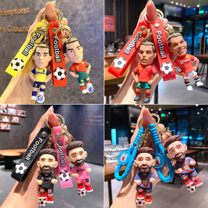 Anime Figure 3D Cartoon Pendentif Accessoires Cute Football Action Figures Messi <span class=keywords><strong>Ronaldo</strong></span> Football Star Keyring Rubber Keychain - Product Image 6