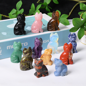天然宝石猫像彫刻ローズクォーツとアメジストクリスタルその他クリスタル工芸品 - Product Image 4
