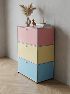 Vintage-style Modern Minimalist Living Room Stainless Steel Modular <b>Storage</b> <b>Sideboard</b> Shelving Unit Home Furniture - Product Image 2