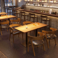 Tables et chaises carrées/rondes en bois massif vintage pour café, salon, pub, restaurant occidental et boulangerie ou bar