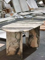 Table à manger française moderne de luxe en pierre naturelle, écologique, design, vente en gros d'usine, sur mesure pour hôtel et villa