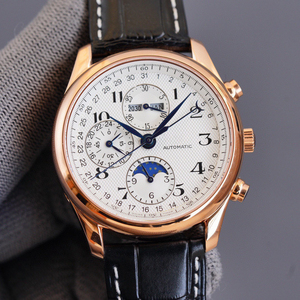 Montre en acier inoxydable avec cadran de 40 mm, design phase de lune à 8 aiguilles, résistance à l'eau de 30 m pour usage quotidien - Product Image 3