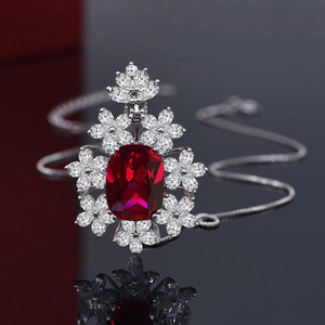 Collar con colgante de piedra roja floral para mujer, cadena elegante, joyería de moda para uso diario - Product Image 3
