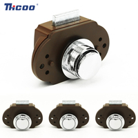 Loquet de tiroir à bouton-poussoir sans clé marron et doré pour camping-car, caravane, bateau, porte de douche, anti-vibration