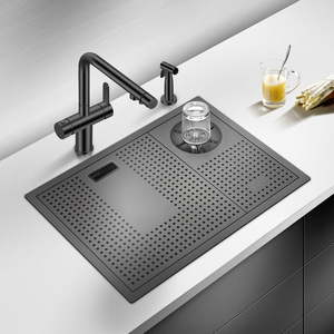 Évier de cuisine simple robuste et grand format en acier inoxydable 304, avec lave-tasses intégré à haute <span class=keywords><strong>pression</strong></span> et design Nano Step Bar, et <span class=keywords><strong>robinet</strong></span> - Product Image 2