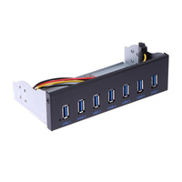 Nuevo Hub USB 3.0 de 7 Puertos con Panel para Unidad Óptica de 525 Pulgadas con Conversión de 19 Pines y Chip de Doble Núcleo