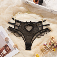Nouveaux sous-vêtements sexy transfrontaliers en mousseline de soie avec nœud en maille voir à travers les sous-vêtements sexy pour filles épicées